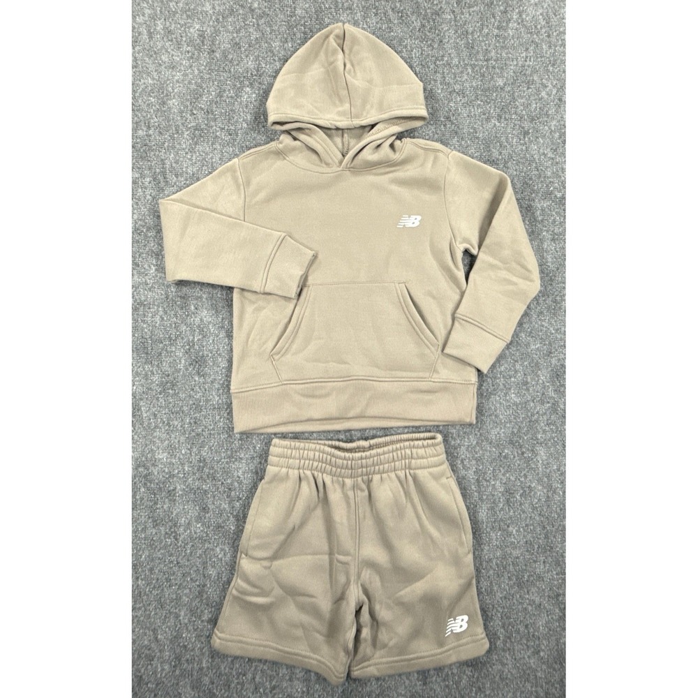 New Balance Kids Medium Size 5/6 Hoodie and Shorts Set Arid Stone NWT